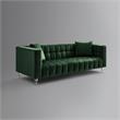 Adalyn Sofa Hunter Green Velvet  Biscuit Tufted Lucite Leg