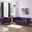 Adalyn Sofa Purple Velvet  Biscuit Tufted Lucite Leg Sinuous Springs
