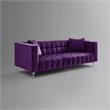Adalyn Sofa Purple Velvet  Biscuit Tufted Lucite Leg Sinuous Springs