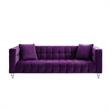 Adalyn Sofa Purple Velvet  Biscuit Tufted Lucite Leg Sinuous Springs