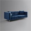 Adalyn Sofa Navy Velvet  Biscuit Tufted Lucite Leg Sinuous Springs