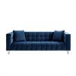 Adalyn Sofa Navy Velvet  Biscuit Tufted Lucite Leg Sinuous Springs