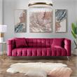 Adalyn Sofa Fuchsia Velvet  Biscuit Tufted Lucite Leg Sinuous Springs