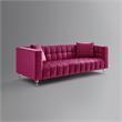 Adalyn Sofa Fuchsia Velvet  Biscuit Tufted Lucite Leg Sinuous Springs