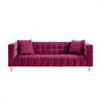 Adalyn Sofa Fuchsia Velvet  Biscuit Tufted Lucite Leg Sinuous Springs