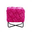 Jenna Ottoman Fuchsia Pink Velvet  Upholstered Hand Woven