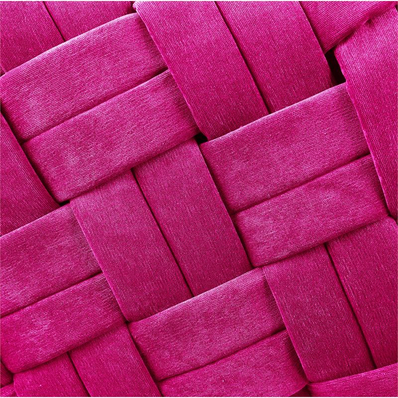 Jenna Ottoman Fuchsia Pink Velvet  Upholstered Hand Woven