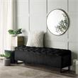 Danielle Rectangular Storage Bench Black Velvet  Upholstered Hand Woven