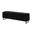 Danielle Rectangular Storage Bench Black Velvet  Upholstered Hand Woven