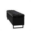Danielle Rectangular Storage Bench Black Velvet  Upholstered Hand Woven