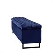 Danielle Rectangular Storage Bench Navy Velvet  Upholstered Hand Woven