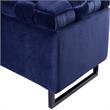 Danielle Rectangular Storage Bench Navy Velvet  Upholstered Hand Woven