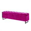 Danielle Rectangular Storage Bench Fuchsia Velvet  Upholstered Hand Woven