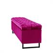 Danielle Rectangular Storage Bench Fuchsia Velvet  Upholstered Hand Woven