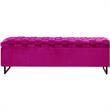 Danielle Rectangular Storage Bench Fuchsia Velvet  Upholstered Hand Woven