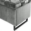 Danielle Rectangular Storage Bench Gray Velvet  Upholstered Hand Woven