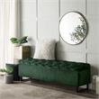 Danielle Storage Bench Hunter Green Velvet  Upholstered Hand Woven