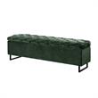 Danielle Storage Bench Hunter Green Velvet  Upholstered Hand Woven