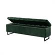 Danielle Storage Bench Hunter Green Velvet  Upholstered Hand Woven