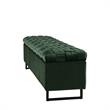 Danielle Storage Bench Hunter Green Velvet  Upholstered Hand Woven