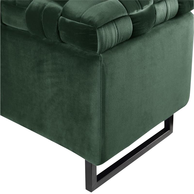 Danielle Storage Bench Hunter Green Velvet  Upholstered Hand Woven
