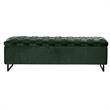 Danielle Storage Bench Hunter Green Velvet  Upholstered Hand Woven