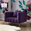 Adalyn Club Chair Purple Velvet  Biscuit Tufted Lucite Leg
