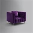 Adalyn Club Chair Purple Velvet  Biscuit Tufted Lucite Leg