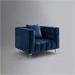 Adalyn Club Chair Navy Blue Velvet  Biscuit Tufted Lucite Leg