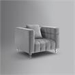 Adalyn Club Chair Gray Velvet  Biscuit Tufted Lucite Leg
