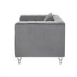 Adalyn Club Chair Gray Velvet  Biscuit Tufted Lucite Leg