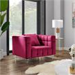 Adalyn Club Chair Fuchsia Pink Velvet  Biscuit Tufted Lucite Leg