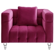 Adalyn Club Chair Fuchsia Pink Velvet  Biscuit Tufted Lucite Leg