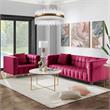 Adalyn Club Chair Fuchsia Pink Velvet  Biscuit Tufted Lucite Leg
