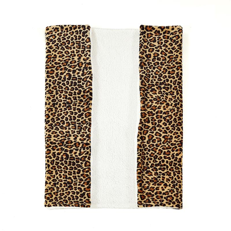 Skyla Throw Leopard Polyester Microfiber 50 In x 60 In Reverse Sherpa in Brown