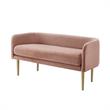 Matthias Rectangular Bench Blush Velvet  Upholstered Brushed Legs