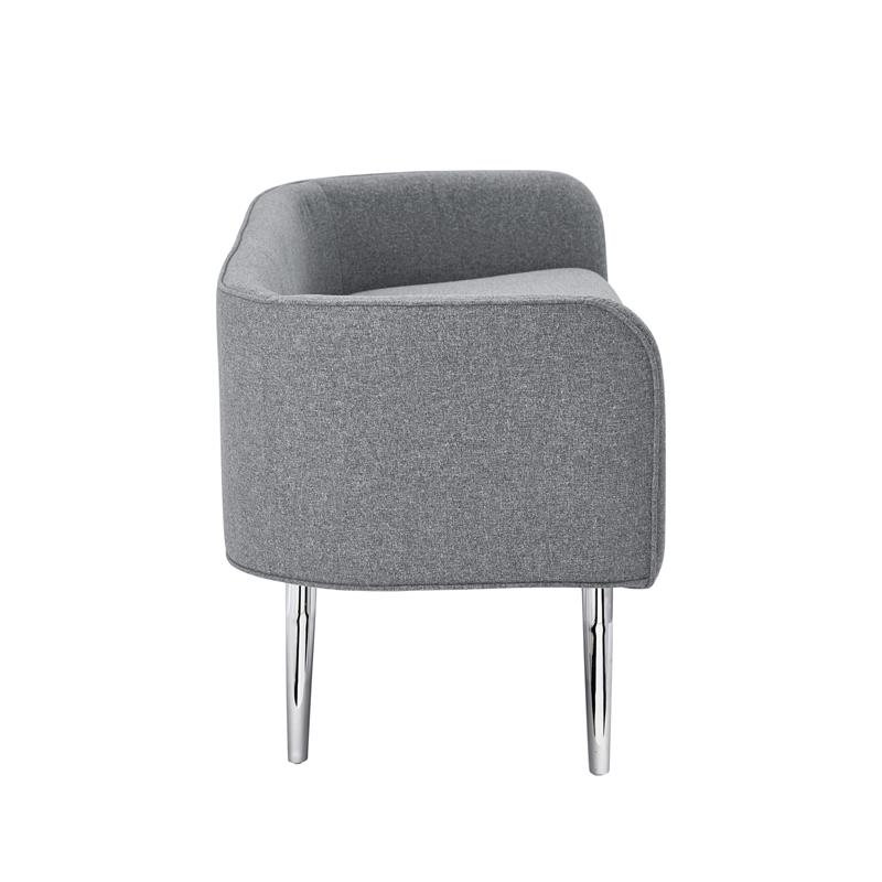 Matthias Rectangular Bench Gray Linen  Upholstered Polished Legs