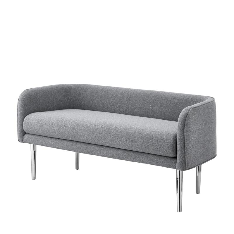 Matthias Rectangular Bench Gray Linen  Upholstered Polished Legs