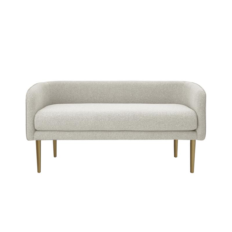 Matthias Rectangular Bench Cream White Linen Upholstered Brushed Legs
