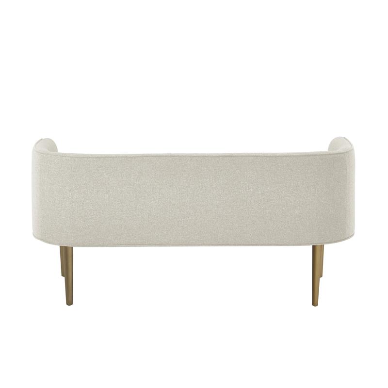 Matthias Rectangular Bench Cream White Linen Upholstered Brushed Legs