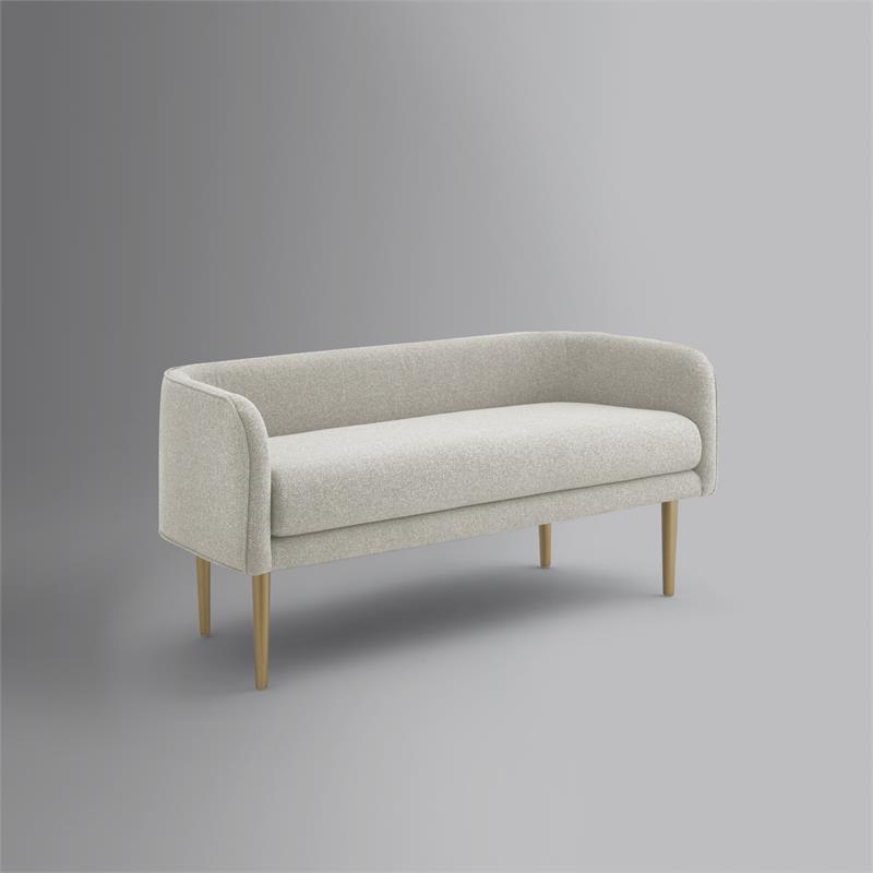 Matthias Rectangular Bench Cream White Linen Upholstered Brushed Legs