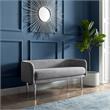 Matthias Rectangular Bench Gray Velvet  Upholstered Polished Legs