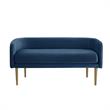 Matthias Rectangular Bench Navy Blue Velvet Upholstered Brushed Legs
