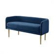 Matthias Rectangular Bench Navy Blue Velvet Upholstered Brushed Legs