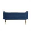 Matthias Rectangular Bench Navy Blue Velvet Upholstered Brushed Legs