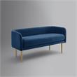 Matthias Rectangular Bench Navy Blue Velvet Upholstered Brushed Legs