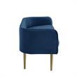 Matthias Rectangular Bench Navy Blue Velvet Upholstered Brushed Legs