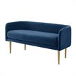 Matthias Rectangular Bench Navy Blue Velvet Upholstered Brushed Legs