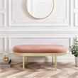 Issac Oval Bench Blush Velvet  Upholstered Polished Legs