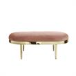Issac Oval Bench Blush Velvet  Upholstered Polished Legs
